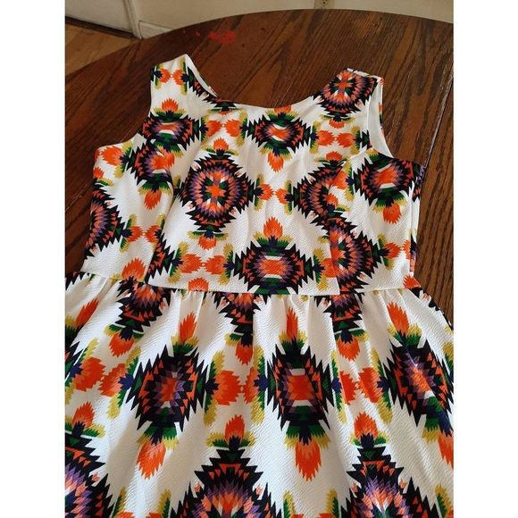 Vibrant Orange and Purple Mini Dress - Picture 2 of 4